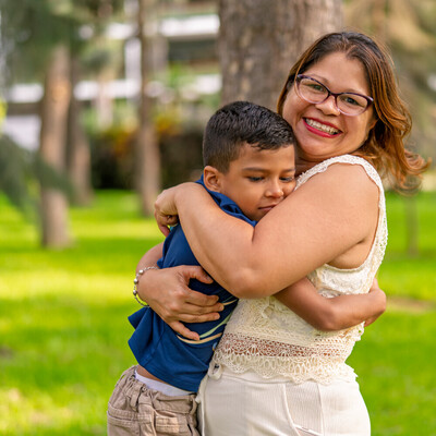 woman and her son she has quit smoking with hypnotherapy by Tara Gilligan 
