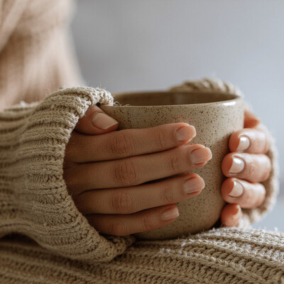Hands at rest representing calm after hypnotherapy for unwanted habits in Canada
